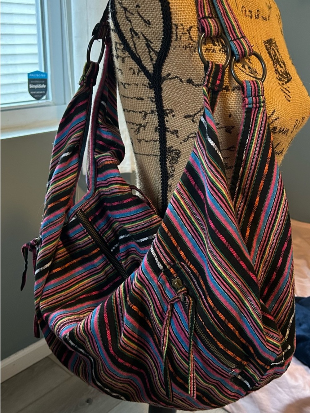 Braciano Striped Multicolor Hobo Shoulder Bag